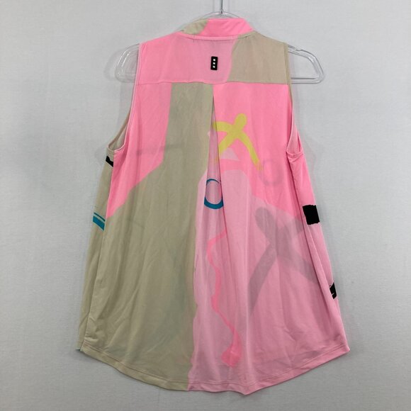 Jamie Sadock XL Colorful Abstract Artsy Sleeveless Quarter Zip Top Active Golf - Picture 6 of 8